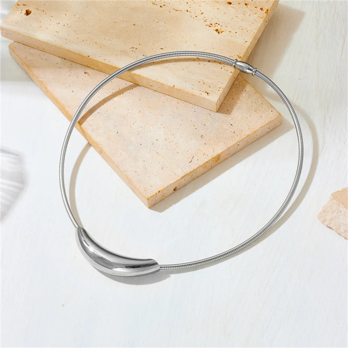 Titanium Steel 18K Gold Plated Basic Modern Style Classic Style Plating Heart Shape Solid Color Titanium Steel Choker