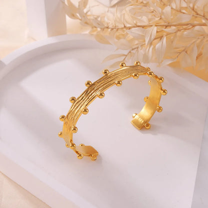 Basic Modern Style Classic Style Flower Petal Titanium Steel 18K Gold Plated Rhinestones Bangle In Bulk