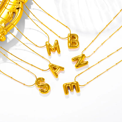 Titanium Steel 18K Gold Plated Basic Simple Style Classic Style Plating Letter Pendant Necklace