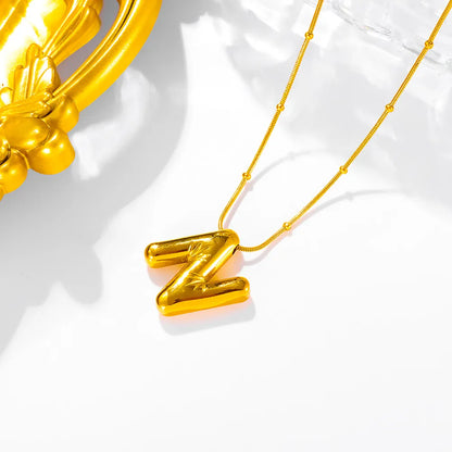 Titanium Steel 18K Gold Plated Basic Simple Style Classic Style Plating Letter Pendant Necklace