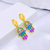 Wholesale Jewelry Cartoon Style Cute Devil'S Eye Palm 304 Stainless Steel Titanium Steel 18K Gold Plated Epoxy Plating Earrings Necklace Jewelry Set