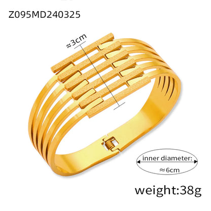 Titanium Steel 18K Gold Plated Casual Elegant Simple Style Hollow Out Inlay Solid Color Rhinestones Bangle