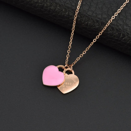 Titanium Steel 18K Gold Plated Casual Plating Heart Shape Acrylic Bracelets Necklace