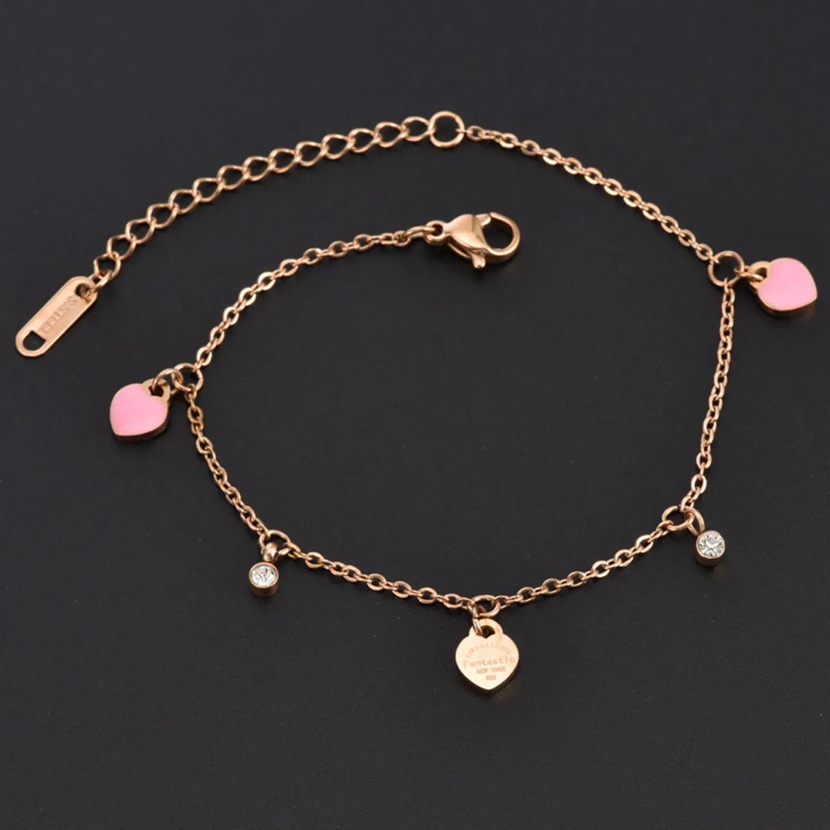 Titanium Steel 18K Gold Plated Casual Plating Heart Shape Acrylic Bracelets Necklace