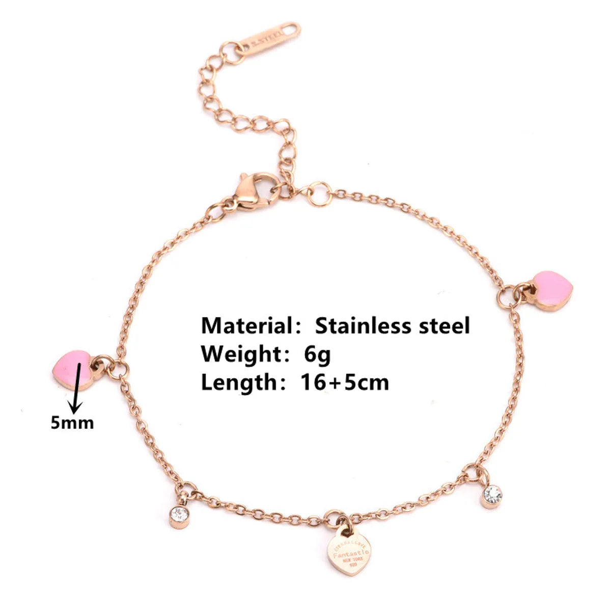 Titanium Steel 18K Gold Plated Casual Plating Heart Shape Acrylic Bracelets Necklace