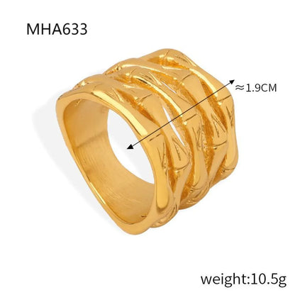 Wholesale Jewelry Casual Simple Style Bamboo Titanium Steel 18K Gold Plated Patchwork Plating Rings