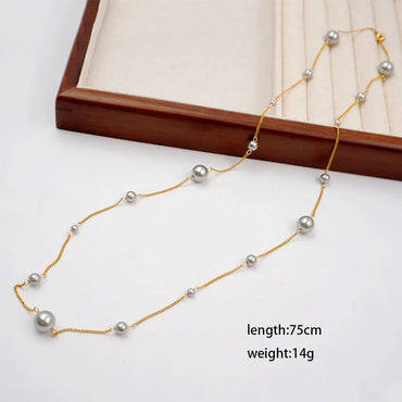 Titanium Steel 18K Gold Plated Casual Simple Style Beaded Plating Solid Color Necklace