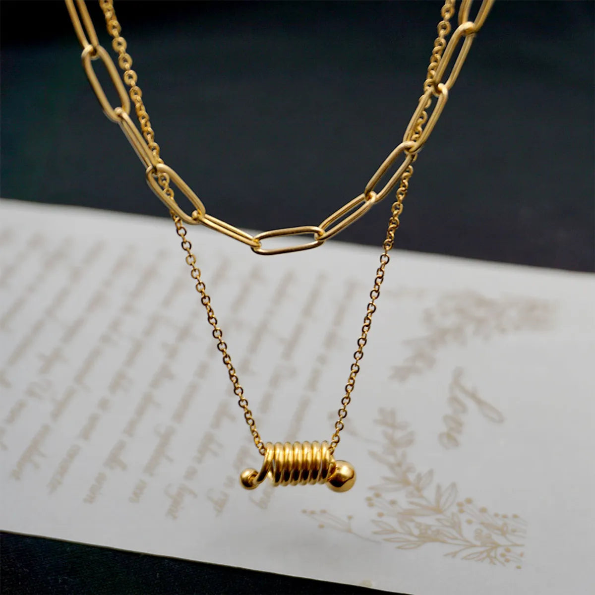 Titanium Steel 18K Gold Plated Casual Simple Style Classic Style Plating Solid Color Layered Necklaces