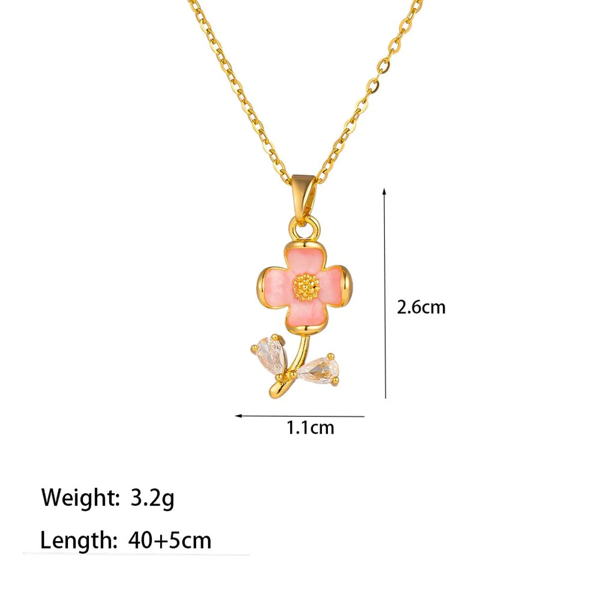 Titanium Steel 18K Gold Plated Casual Simple Style Commute Crown Feather Flower Inlay Artificial Rhinestones Pendant Necklace