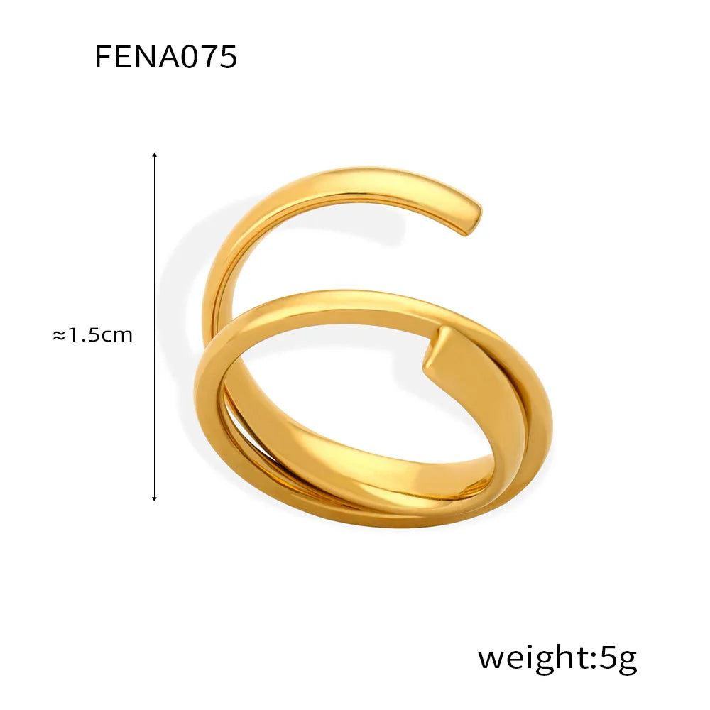 Wholesale Jewelry Casual Simple Style Commute Lines Titanium Steel 18K Gold Plated Layered Rings