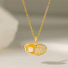 Titanium Steel 18K Gold Plated Casual Simple Style Conch Shell Polishing Plating Inlay Artificial Rhinestones Pendant Necklace