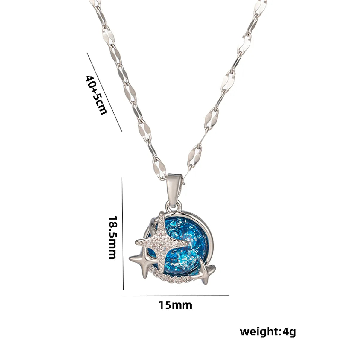 Titanium Steel 18K Gold Plated Casual Simple Style Inlay Star Moon Planet Moonstone Zircon Pendant Necklace