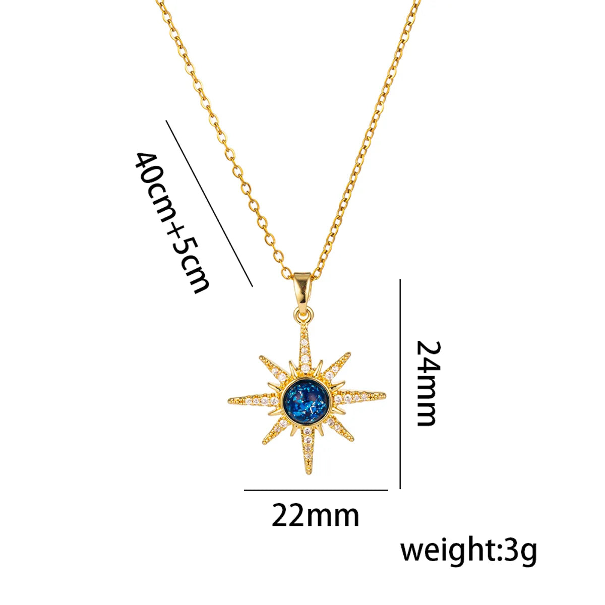 Titanium Steel 18K Gold Plated Casual Simple Style Inlay Star Moon Planet Moonstone Zircon Pendant Necklace