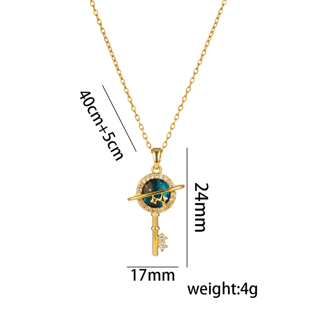 Titanium Steel 18K Gold Plated Casual Simple Style Inlay Star Moon Planet Moonstone Zircon Pendant Necklace