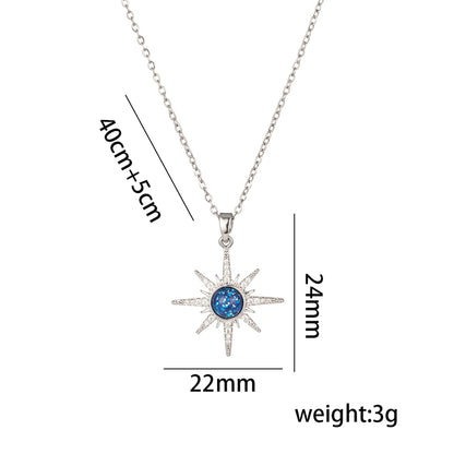 Titanium Steel 18K Gold Plated Casual Simple Style Inlay Star Moon Planet Moonstone Zircon Pendant Necklace