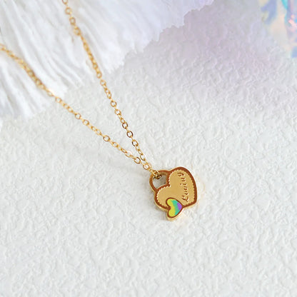 Titanium Steel 18K Gold Plated Casual Simple Style Letter Heart Shape Enamel Pendant Necklace