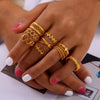 Titanium Steel 18K Gold Plated Casual Simple Style Patchwork Plating Hollow Out Solid Color Open Rings