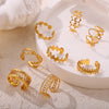 Titanium Steel 18K Gold Plated Casual Simple Style Patchwork Plating Hollow Out Solid Color Open Rings