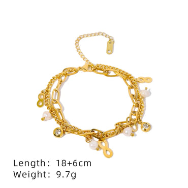 Casual Simple Style Cross Infinity Heart Shape 304 Stainless Steel 18K Gold Plated Zircon Bracelets In Bulk