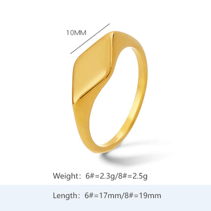 304 Stainless Steel 18K Gold Plated Casual Simple Style Plating Rhombus Rings