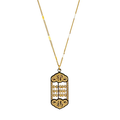 304 Stainless Steel 18K Gold Plated Chinoiserie Beaded Geometric Pendant Necklace