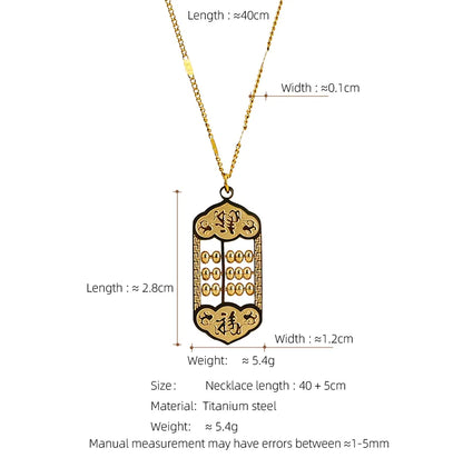 304 Stainless Steel 18K Gold Plated Chinoiserie Beaded Geometric Pendant Necklace