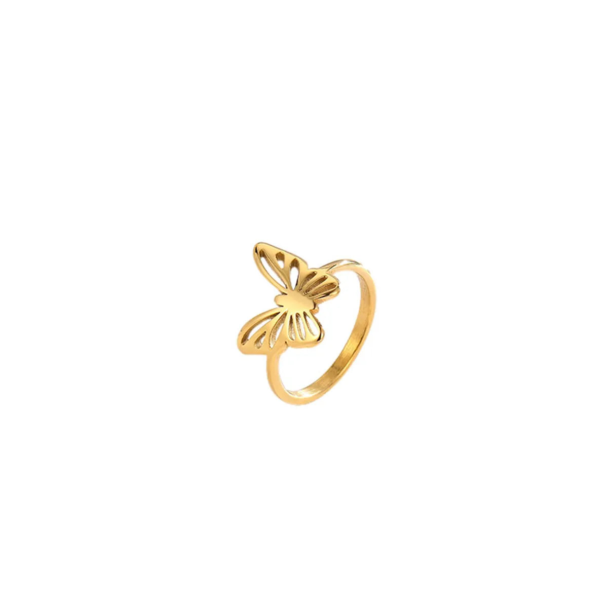 Titanium Steel 18K Gold Plated Elegant Butterfly Open Rings