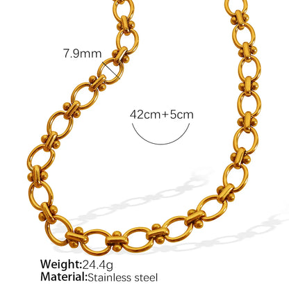 Titanium Steel 18K Gold Plated Elegant Retro Plating Chain Solid Color Bracelets Necklace