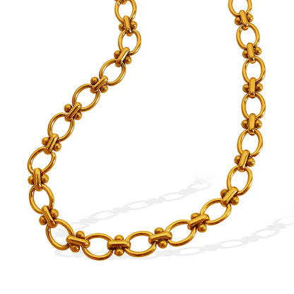 Titanium Steel 18K Gold Plated Elegant Retro Plating Chain Solid Color Bracelets Necklace