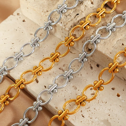 Titanium Steel 18K Gold Plated Elegant Retro Plating Chain Solid Color Bracelets Necklace