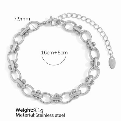 Titanium Steel 18K Gold Plated Elegant Retro Plating Chain Solid Color Bracelets Necklace