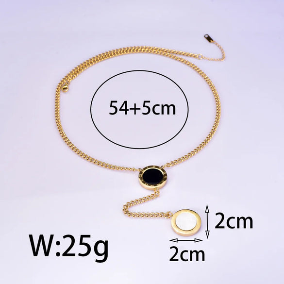 Wholesale Jewelry Elegant Round 304 Stainless Steel Titanium Steel Acrylic Shell 18K Gold Plated Inlaid Shell Inlaid Gold Necklace