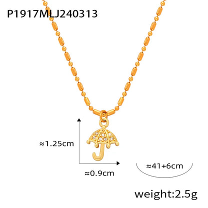 Wholesale Jewelry Elegant Simple Style Classic Style Moon Heart Shape Umbrella Titanium Steel Copper Rhinestones 18K Gold Plated Plating Inlay Pendant Necklace