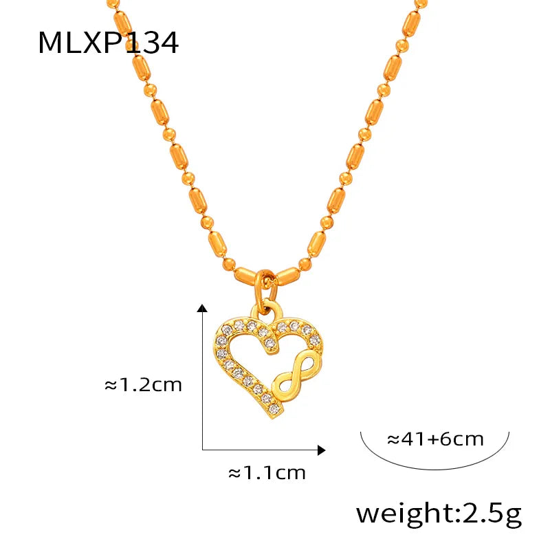 Wholesale Jewelry Elegant Simple Style Classic Style Moon Heart Shape Umbrella Titanium Steel Copper Rhinestones 18K Gold Plated Plating Inlay Pendant Necklace