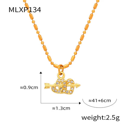 Wholesale Jewelry Elegant Simple Style Classic Style Moon Heart Shape Umbrella Titanium Steel Copper Rhinestones 18K Gold Plated Plating Inlay Pendant Necklace