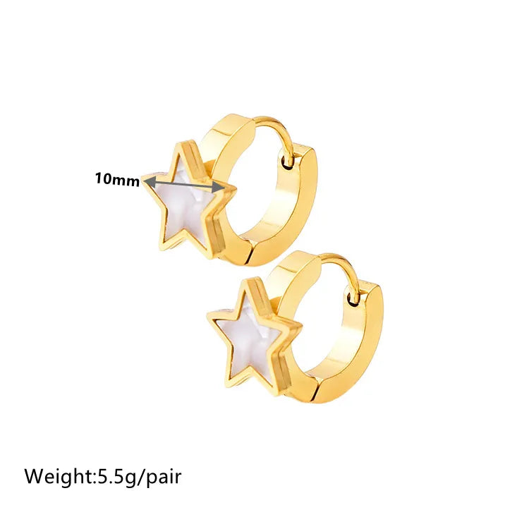 Titanium Steel 18K Gold Plated Elegant Simple Style Inlay Star Heart Shape Acrylic Earrings Anklet Necklace