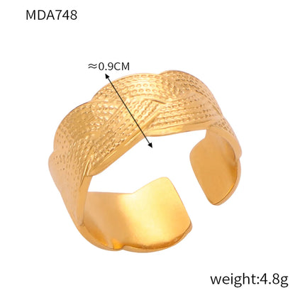 Wholesale Jewelry Elegant Simple Style Solid Color Titanium Steel 18K Gold Plated Plating Open Rings Rings