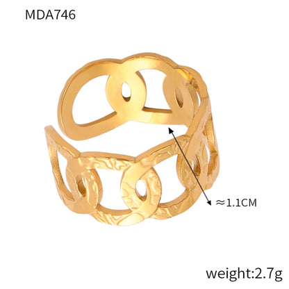 Wholesale Jewelry Elegant Simple Style Solid Color Titanium Steel 18K Gold Plated Plating Open Rings Rings