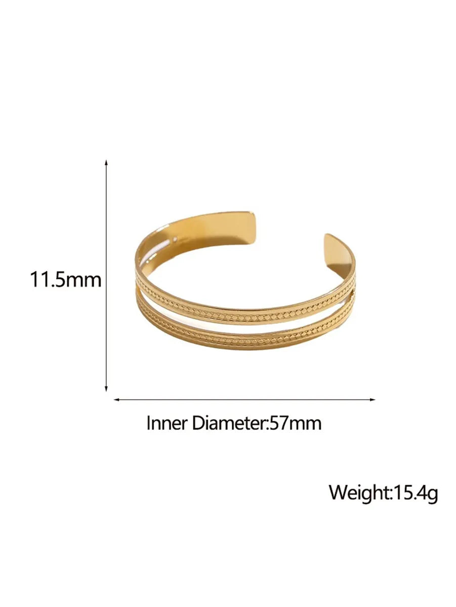 Titanium Steel 18K Gold Plated Exaggerated Simple Style British Style Round Oval Solid Color Criss Cross Polishing Bangle