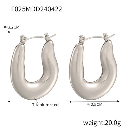 Titanium Steel 18K Gold Plated IG Style Hip-Hop Exaggerated Plating U Shape Solid Color Earrings Necklace