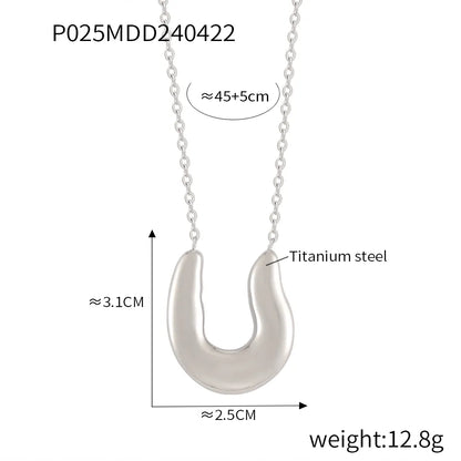 Titanium Steel 18K Gold Plated IG Style Hip-Hop Exaggerated Plating U Shape Solid Color Earrings Necklace