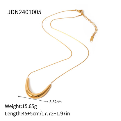 Titanium Steel 18K Gold Plated IG Style Modern Style Classic Style Plating U Shape Solid Color Necklace