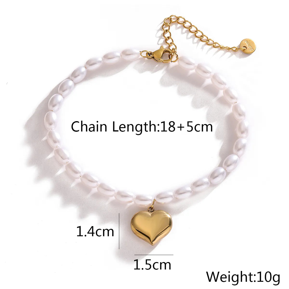 Titanium Steel 18K Gold Plated IG Style Simple Style Commute Heart Shape Beaded Bracelets