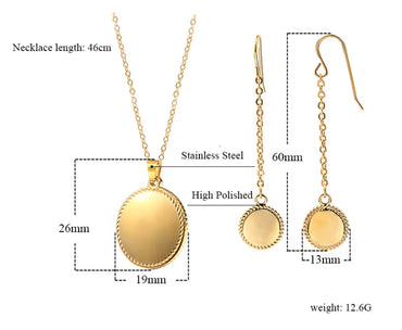 Wholesale Jewelry Lady Round Titanium Steel 18K Gold Plated Plating Earrings Necklace