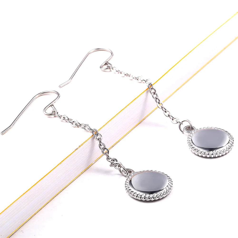 Wholesale Jewelry Lady Round Titanium Steel 18K Gold Plated Plating Earrings Necklace