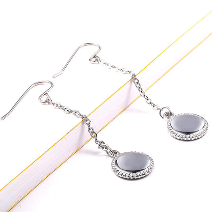 Wholesale Jewelry Lady Round Titanium Steel 18K Gold Plated Plating Earrings Necklace