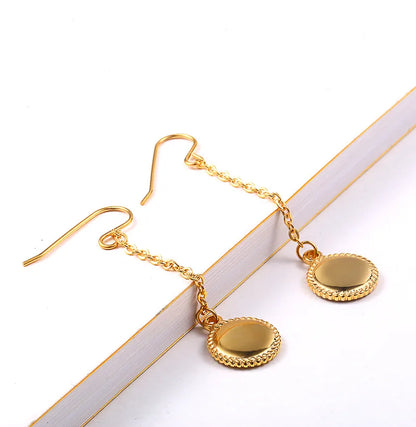 Wholesale Jewelry Lady Round Titanium Steel 18K Gold Plated Plating Earrings Necklace