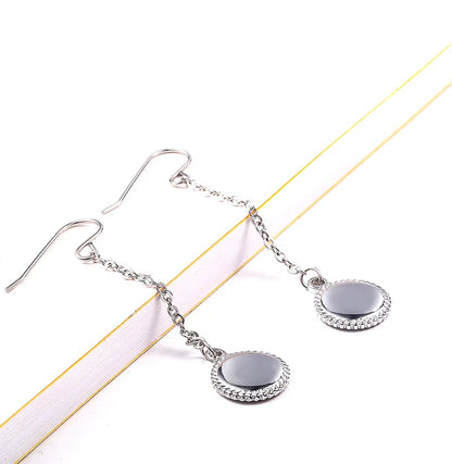 Wholesale Jewelry Lady Round Titanium Steel 18K Gold Plated Plating Earrings Necklace