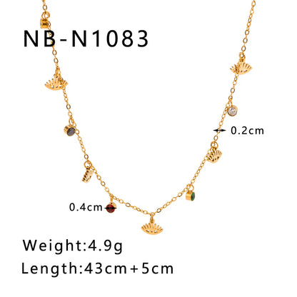 304 Stainless Steel 18K Gold Plated Luxurious Romantic Plating Inlay Eye Zircon Necklace