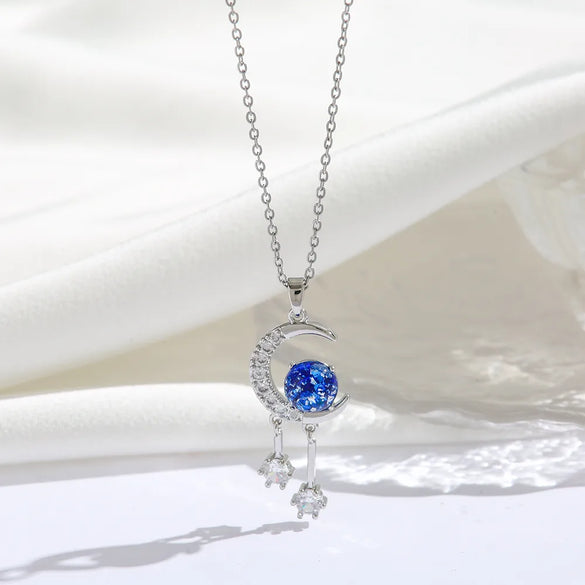 Titanium Steel 18K Gold Plated Modern Style Sweet Classic Style Plating Inlay Starry Sky Resin Zircon Pendant Necklace